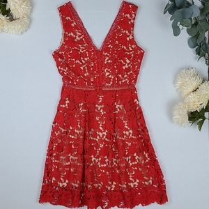 Alya Red Dress Sleeveless Lace Extra Smll